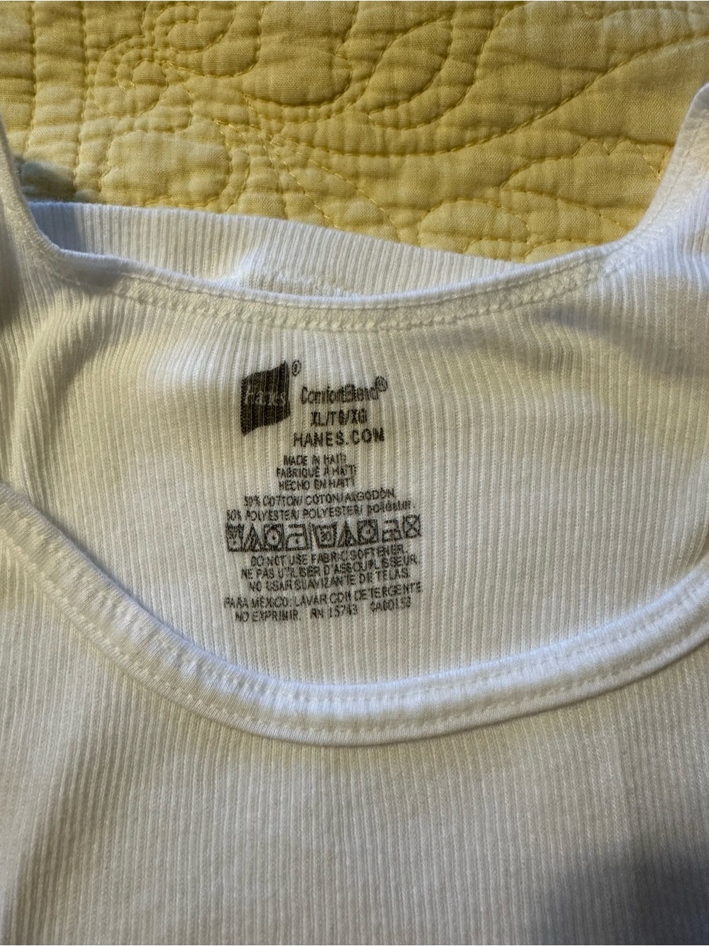 Men’s NWOT Set of 5 Hanes White Ribbed Tank Top